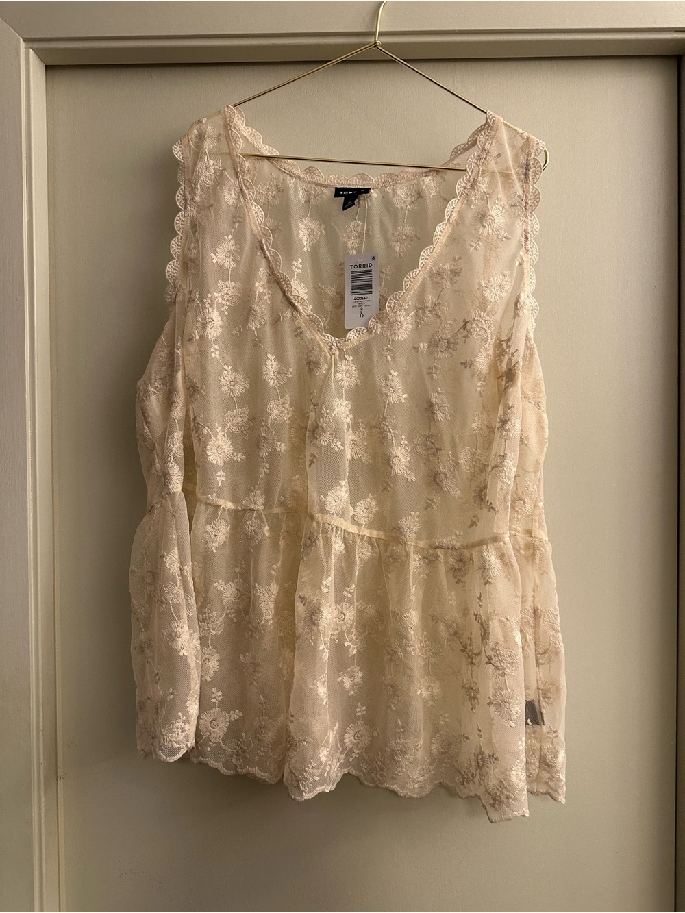torrid Cream Lace Peplum Camisole Top
